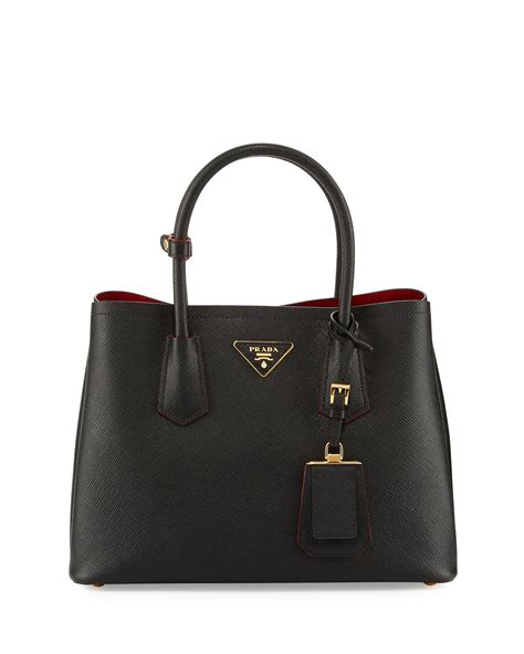 prada saffiano cuir double large tote bag|prada saffiano black small.